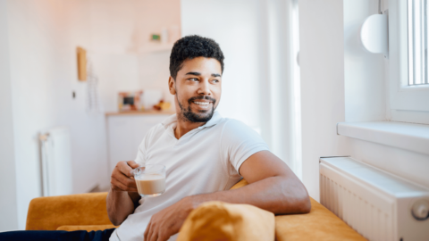 man on first 30 days of Suboxone on a couch