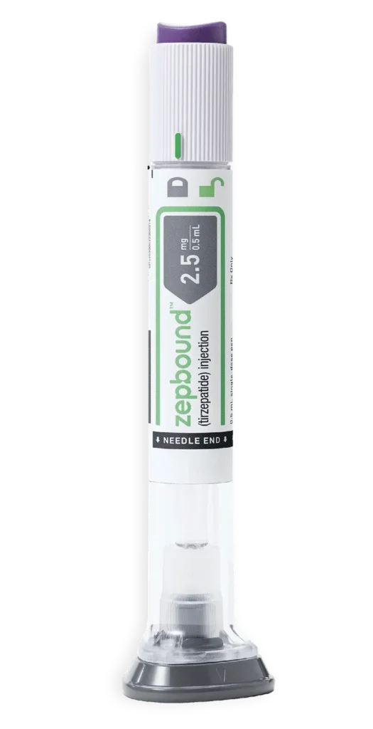 Zepbound (tirzepatide) 2.5mg injection pen, a single-dose auto-injector for weight management treatment