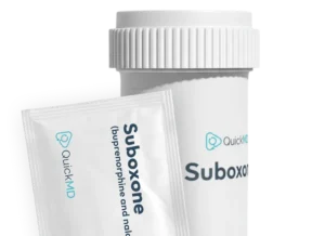 QuickMD Suboxone film and bottle for online opioid addiction treatment