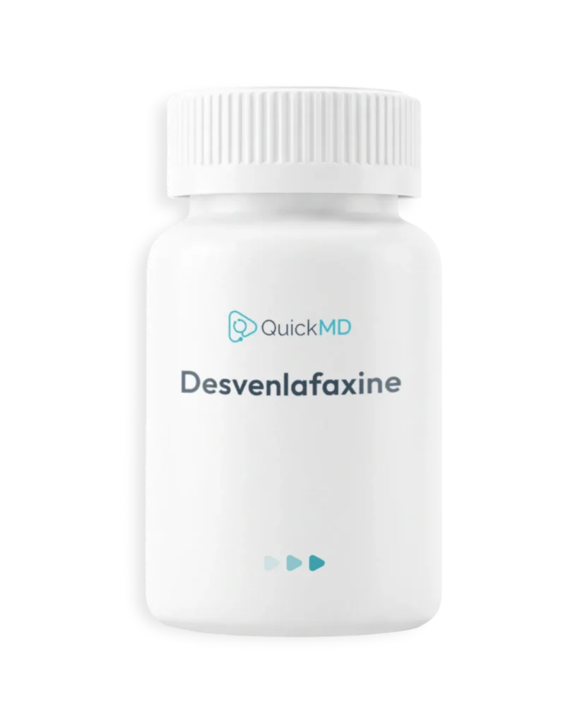 QuickMD Desvenlafaxine medication bottle, an antidepressant SNRI prescribed online for depression treatment.
