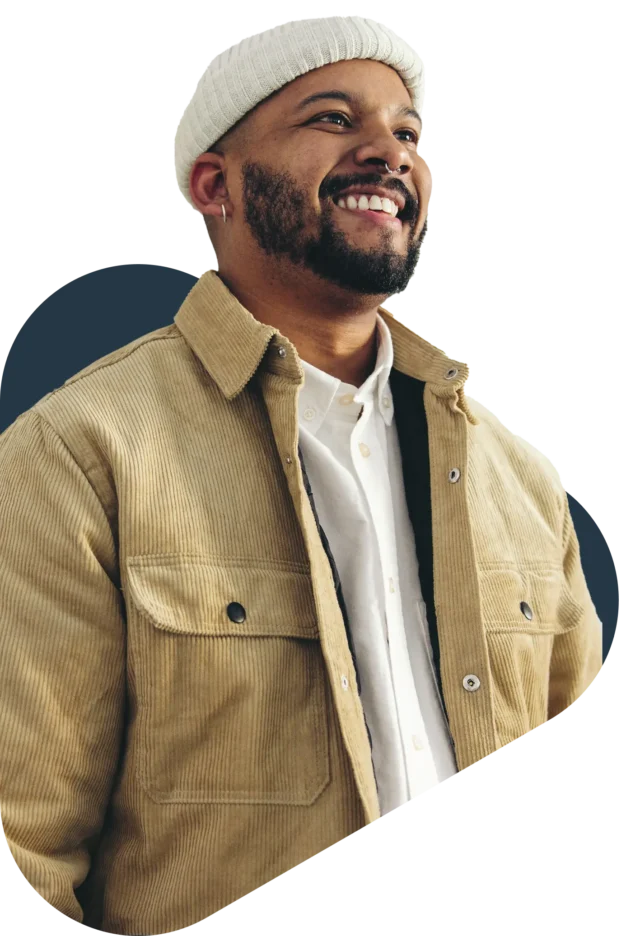 African american man with gray beanie