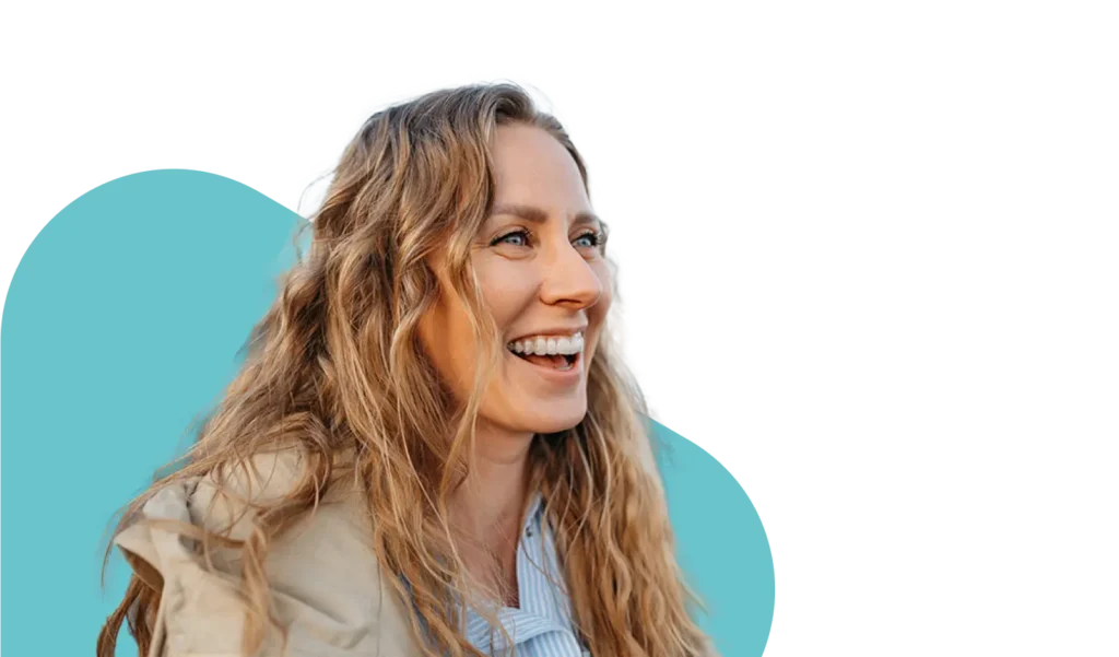 Blonde woman smiling