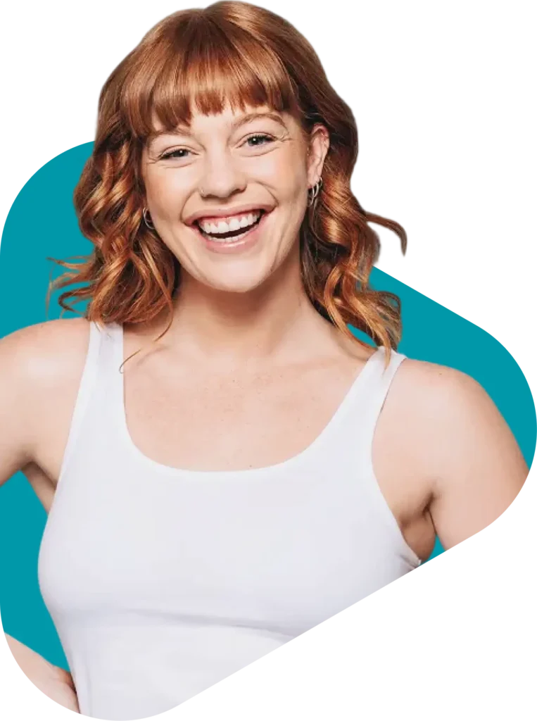 Woman with red hair smiling