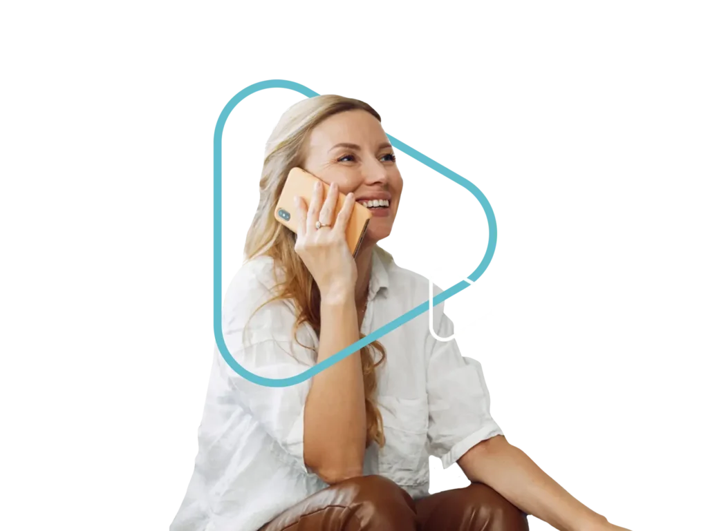 Woman talking on the phone with a QuickMD telehealth provider